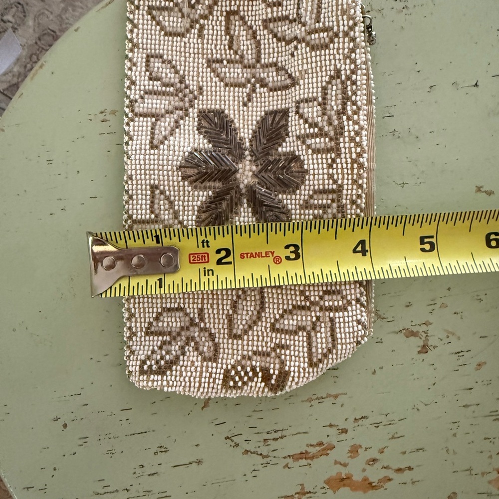 Elegant Beaded Clutch - Cream and Brown - Picture 6 of 8